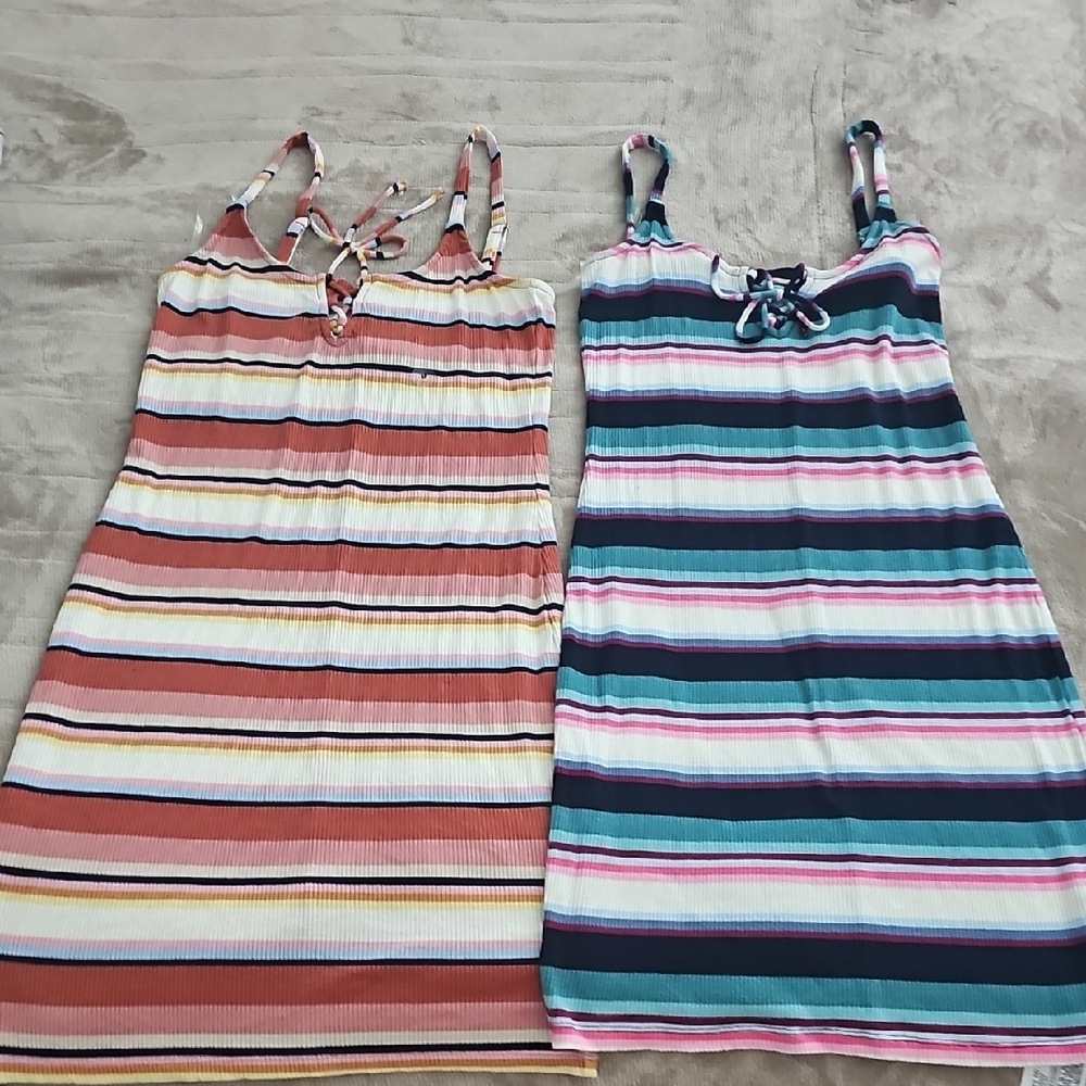 Striped Midi Dresses - Multicolor